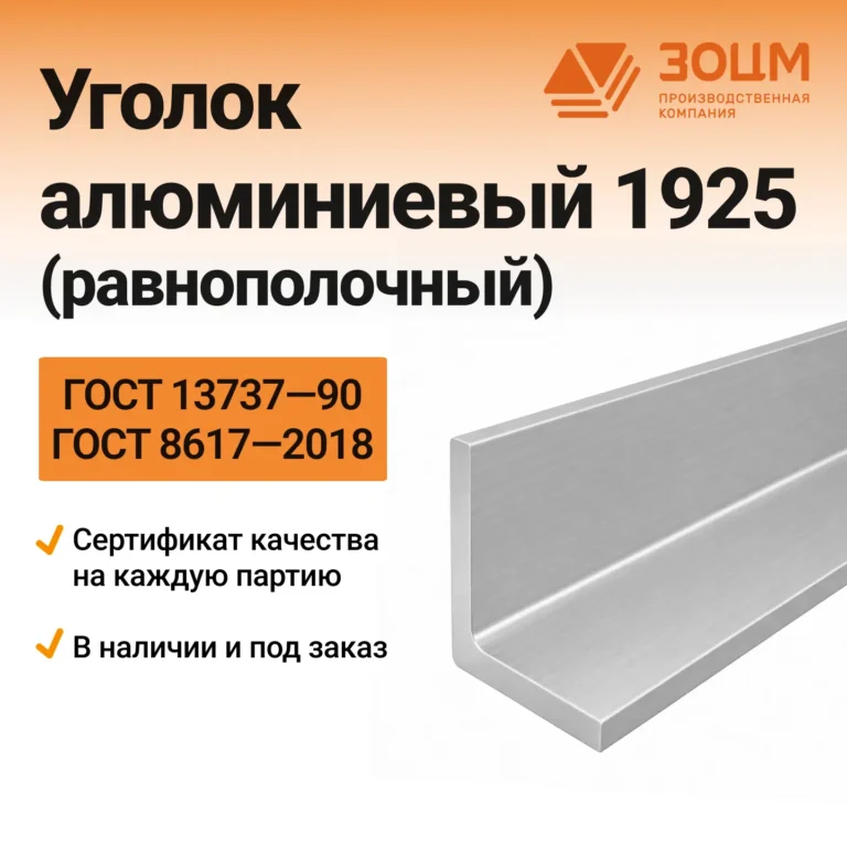 Уголок алюминиевый 1925 (равнополочный) — купить в ПК ЗОЦМ