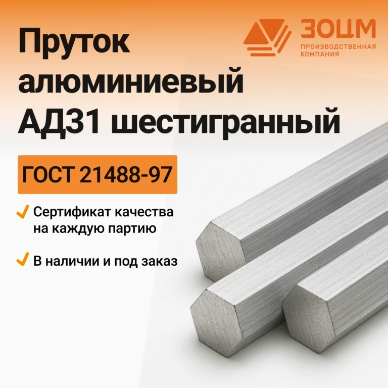 Пруток алюминиевый АД31 шестигранный — купить в ПК ЗОЦМ