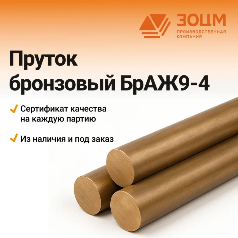 Пруток бронзовый БрАЖ9-4 — купить в ПК ЗОЦМ