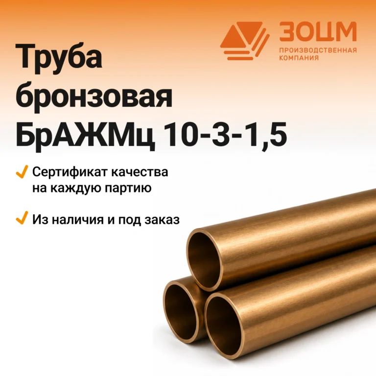 Труба бронзовая БрАЖМц10-3-1,5 — купить в ПК ЗОЦМ